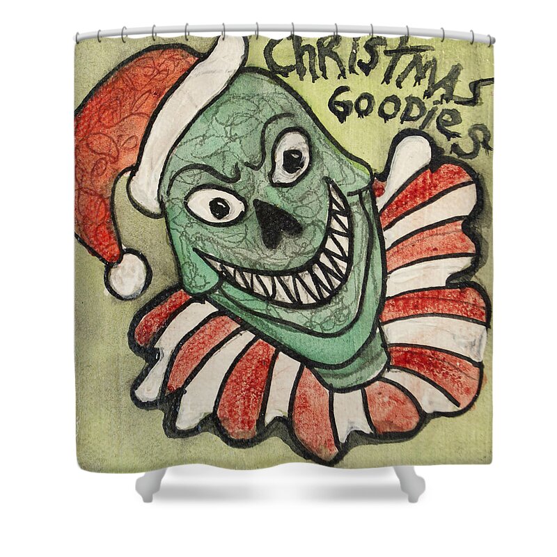 Grinch Shower Curtain featuring the painting The Grinch as Tillie by Patricia Arroyo