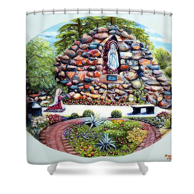 Grotto Shower Curtain featuring the painting The Grotto by Bernadette Krupa