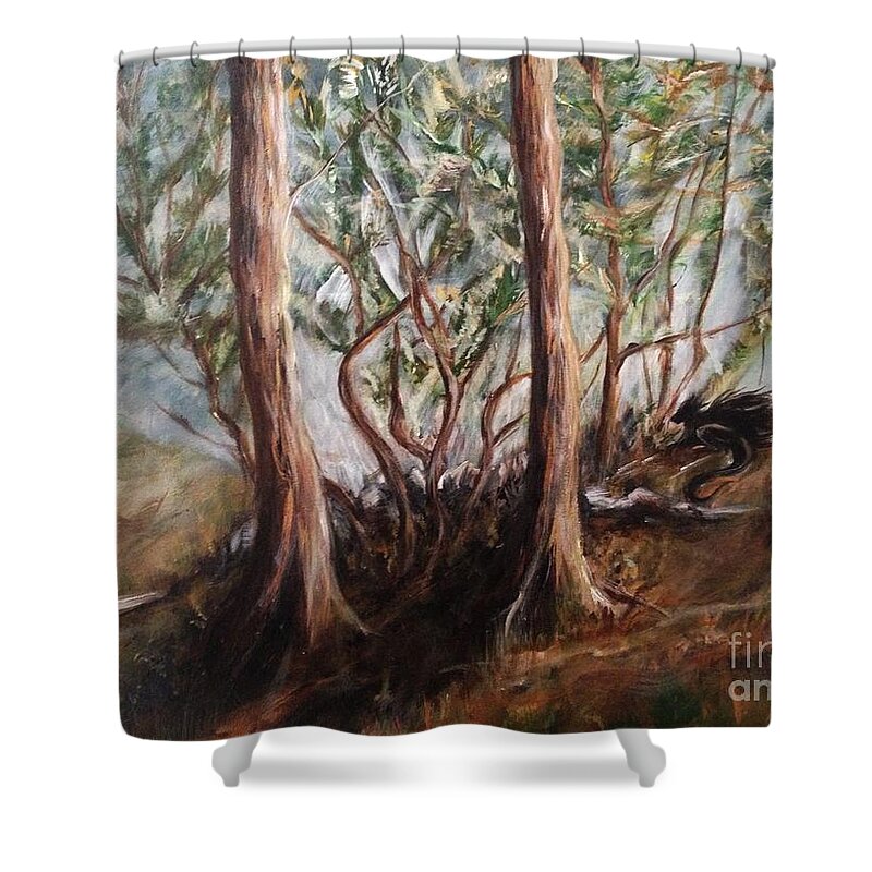 Guardian Shower Curtain featuring the painting The Guardian by Karen Ferrand Carroll