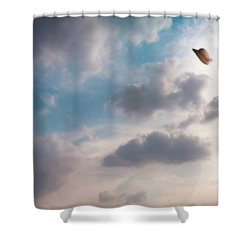 Sun Hat Shower Curtain featuring the photograph The Hat Flying In The Sky by Hiroshi Watanabe