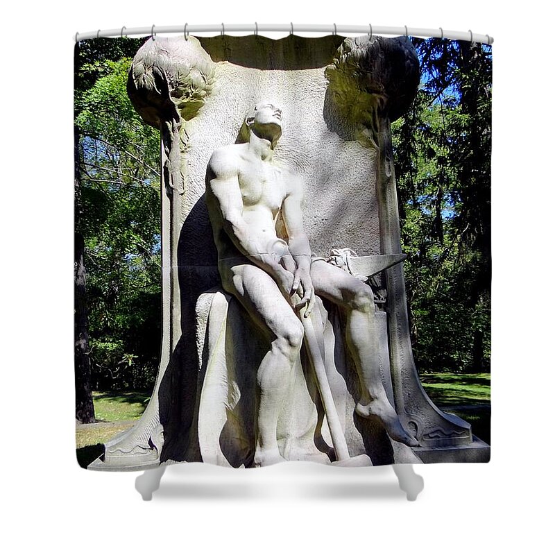 Statues Shower Curtain featuring the photograph The Henry Villard Memorial by Ed Weidman