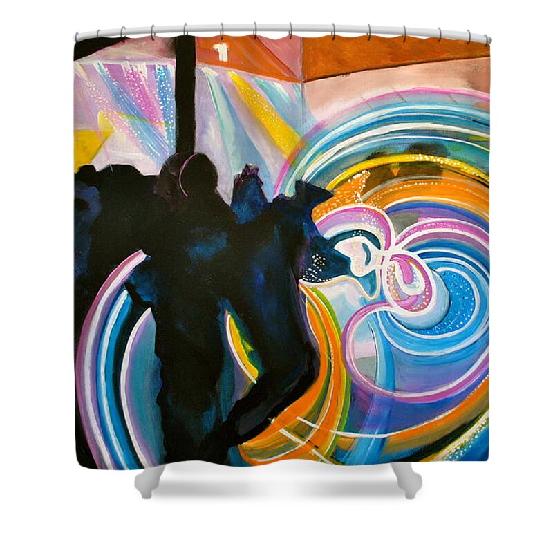 Music Festivals Shower Curtain featuring the painting The Illuminated Dance by Patricia Arroyo
