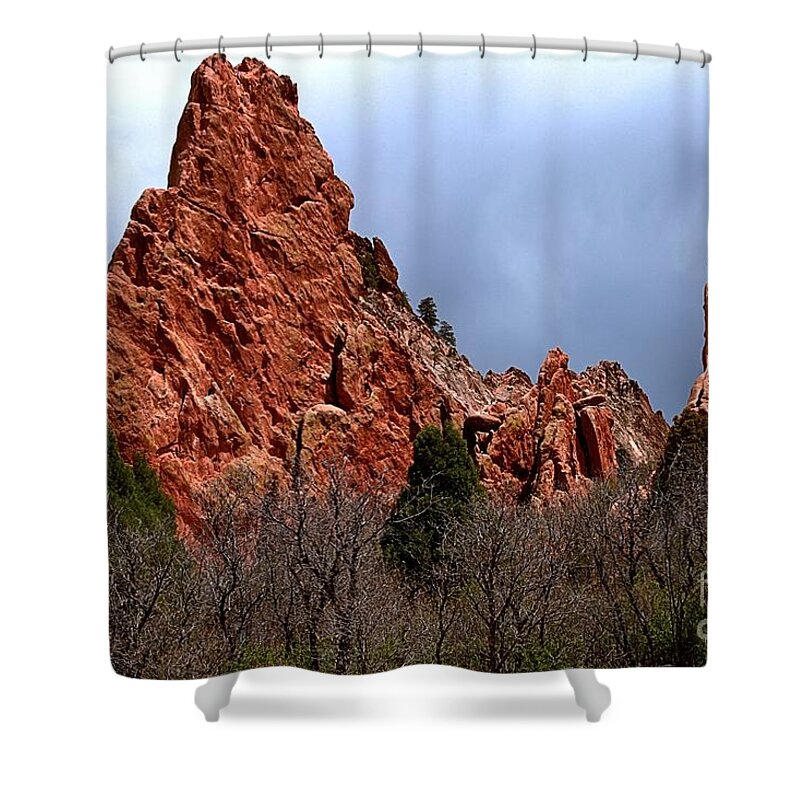 Sunrise At Garden Of The Gods Shower Curtain featuring the photograph The Jagged Edges by Adam Jewell