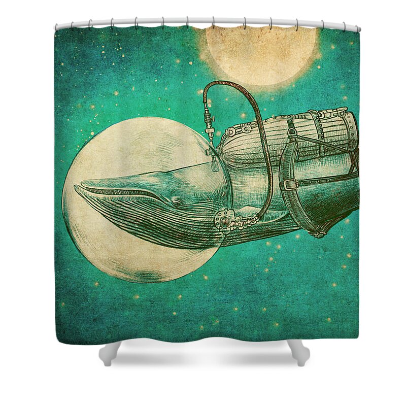 Whale Shower Curtain featuring the drawing The Journey by Eric Fan