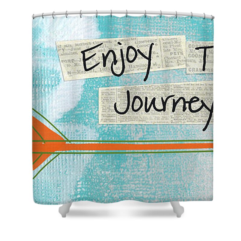 Arrow Shower Curtain featuring the painting The Journey by Linda Woods