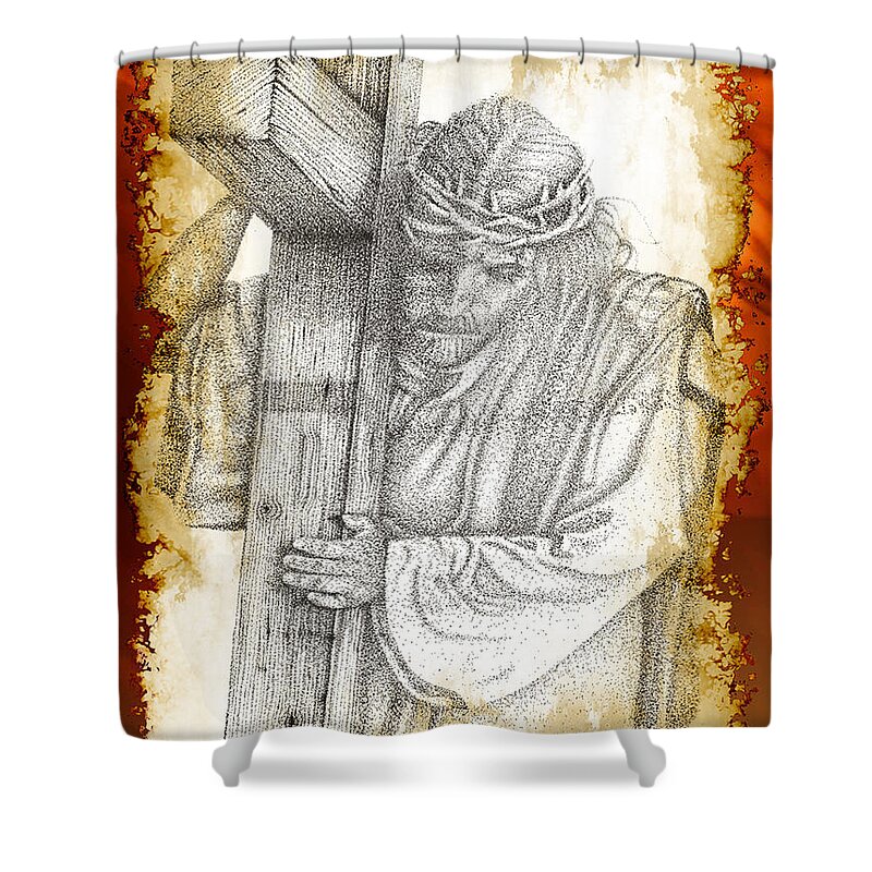  Prophetic Painting Digital Art Photographs Shower Curtain featuring the digital art The Journey by Mayhem Mediums