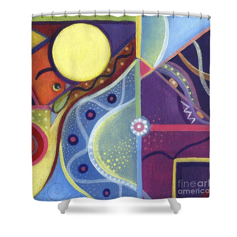 Abstract Shower Curtain featuring the painting The Joy of Design Xl by Helena Tiainen