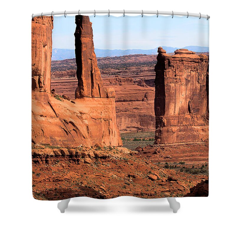 Utah. Red Rocks Shower Curtain featuring the photograph Gap in the Wall by Jim Garrison