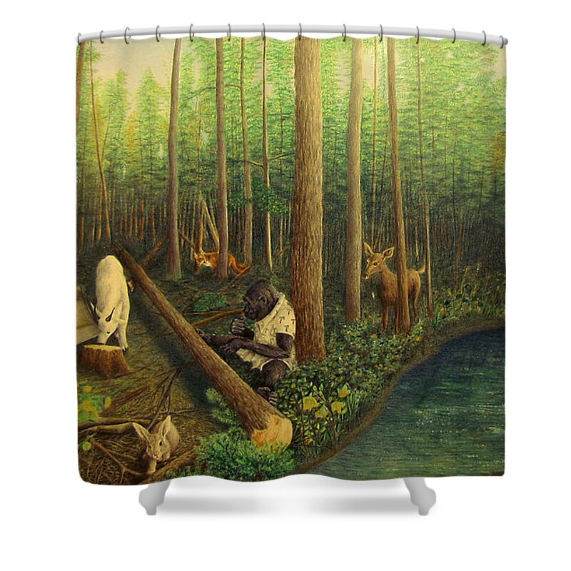 Phil Welsher Shower Curtain featuring the painting The Kingdom by Phil Welsher