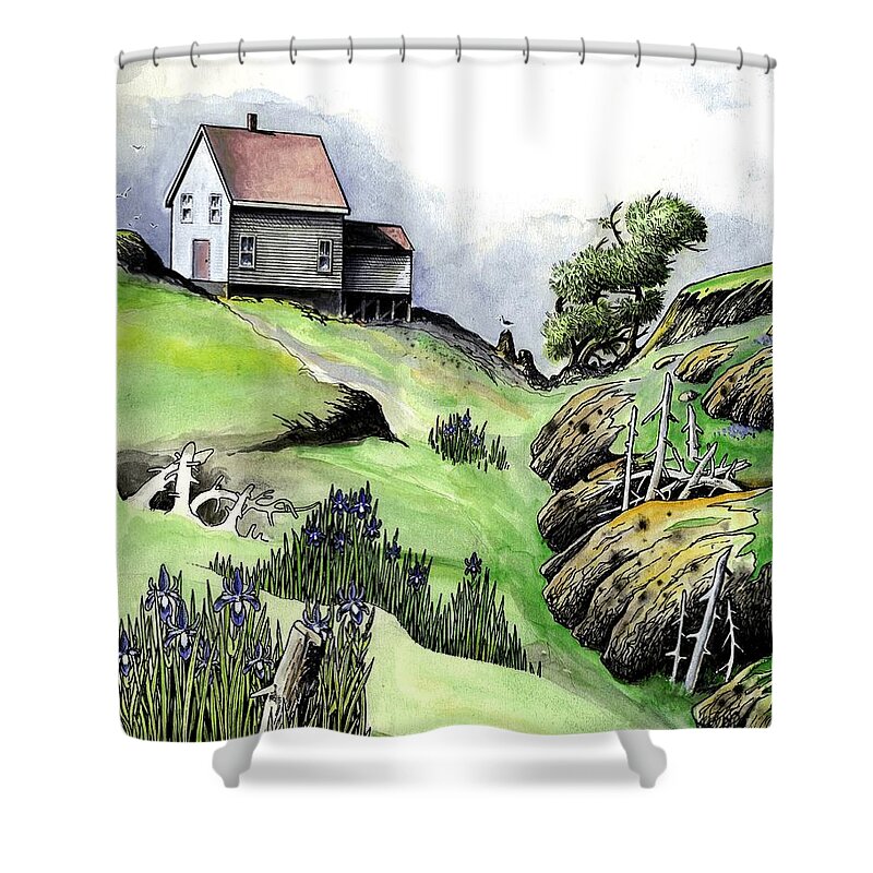 Life Saving Station Shower Curtain featuring the painting The Last Lifesaving Station by Art MacKay
