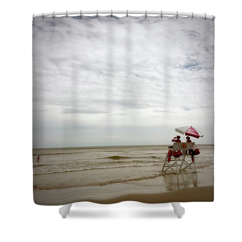 Water's Edge Shower Curtain featuring the photograph The Lifeguard Watch by Photo By Brian T. Evans
