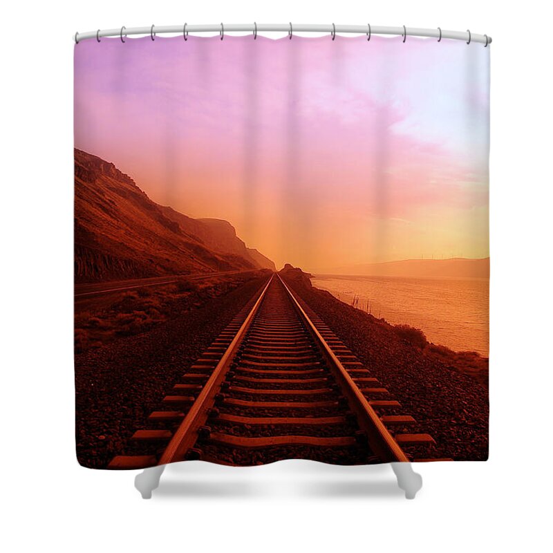 Columbia River Shower Curtain featuring the photograph The Long Walk To No Where by Jeff Swan