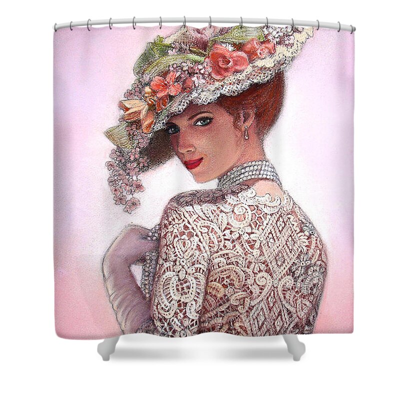 Portrait Shower Curtain featuring the painting The Look of Love by Sue Halstenberg