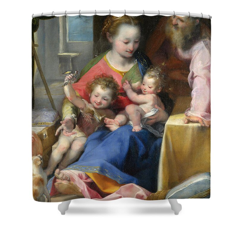 Federico Barocci Shower Curtain featuring the painting The Madonna of the Cat by Federico Barocci