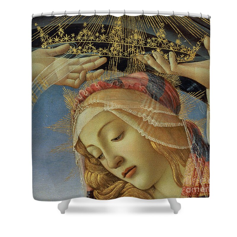 The Shower Curtain featuring the painting The Madonna of the Magnificat by Botticelli by Sandro Botticelli