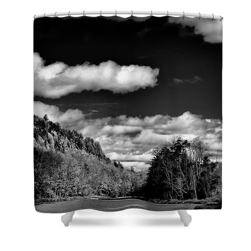 Adirondack's Shower Curtain featuring the photograph The Majestic Bald Mountain Pond by David Patterson
