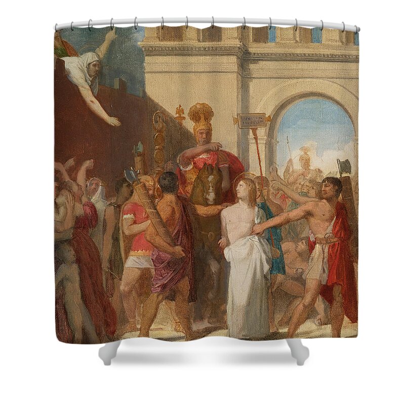 Jean-auguste-dominique Ingres Shower Curtain featuring the painting The Martyrdom of St Symphorian by Jean-Auguste-Dominique Ingres