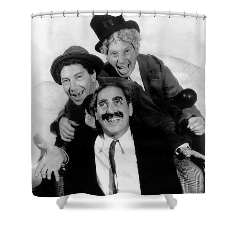 Movie Poster Shower Curtain featuring the photograph The Marx Brothers - A Night at the Opera by Georgia Fowler