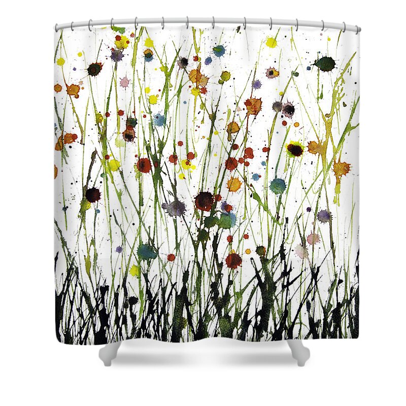 Esthers Prints & Cards Shower Curtain featuring the painting The Meadow by Esther Willsher