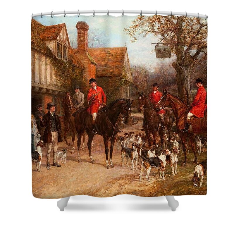 Pub Shower Curtain featuring the painting The Meet, Ye Olde Wayside Inn by Heywood Hardy