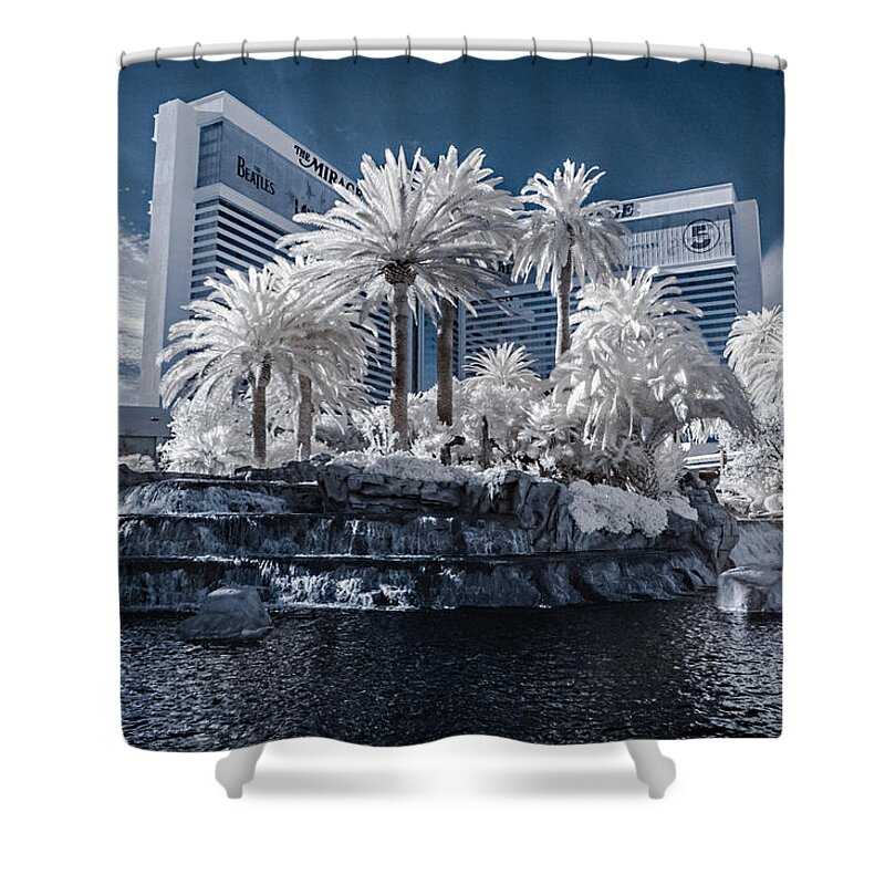 720 Nm Shower Curtain featuring the photograph The Mirage in Infrared 2 by Jason Chu