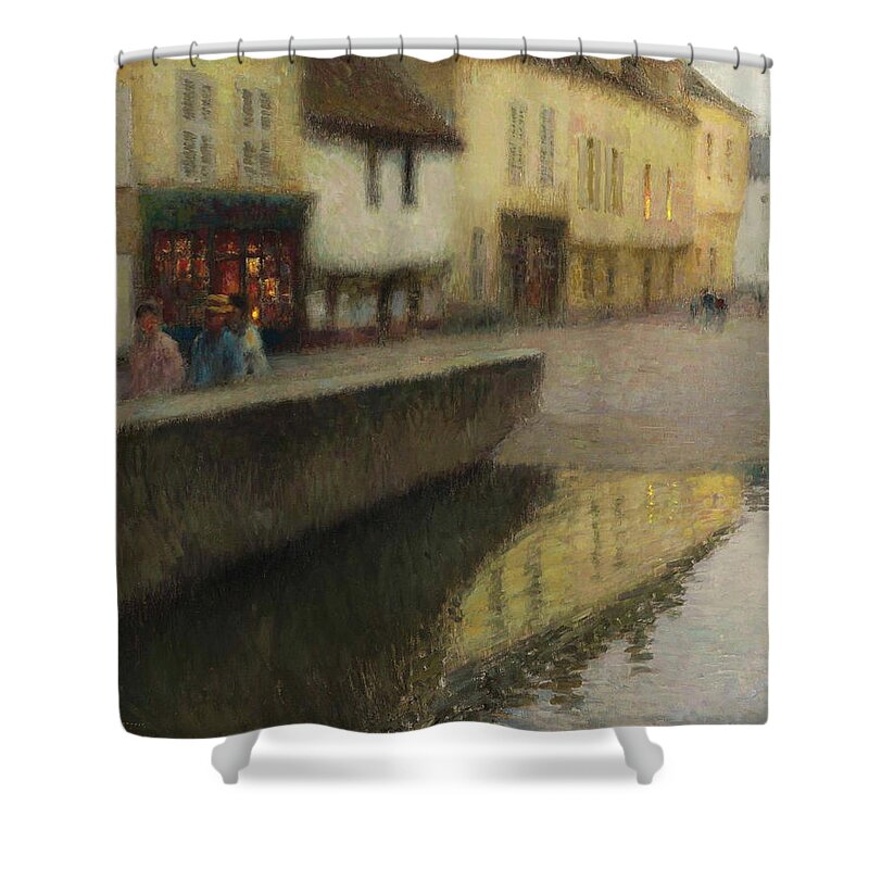 Henri Le Sidaner Shower Curtain featuring the painting The Mirror by Henri Le Sidaner