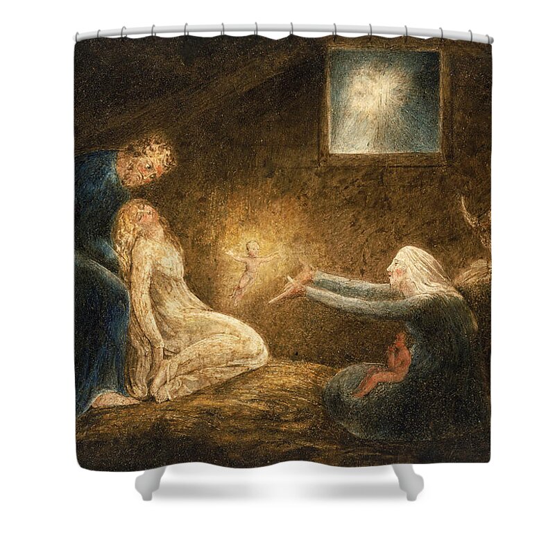 William Blake Shower Curtain featuring the painting The Nativity by William Blake