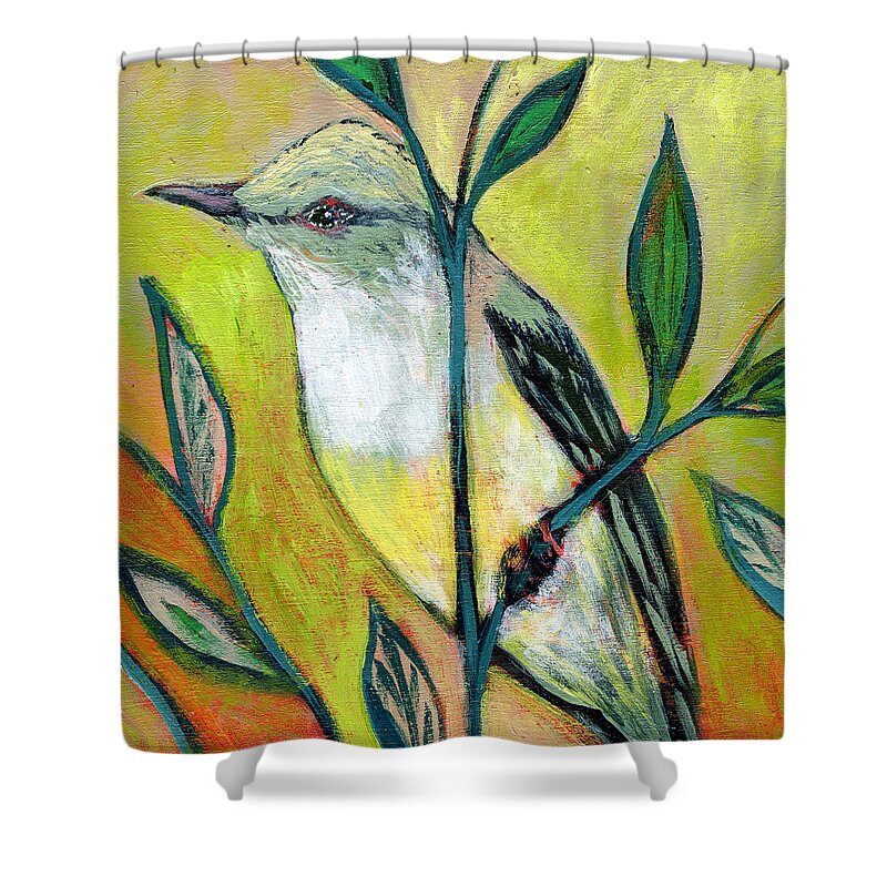 Bird Shower Curtain featuring the painting The NeverEnding Story No 108 by Jennifer Lommers