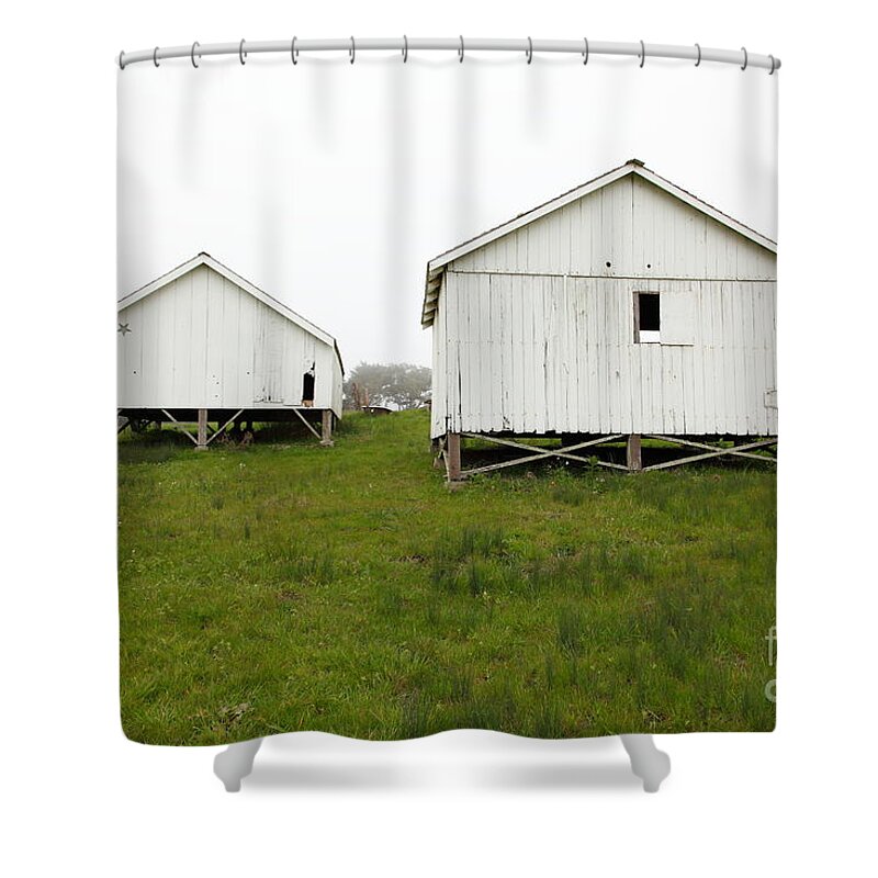 Wingsdomain Shower Curtain featuring the photograph The Old Pierce Point Ranch At Foggy Point Reyes California 5D28140 by Wingsdomain Art and Photography