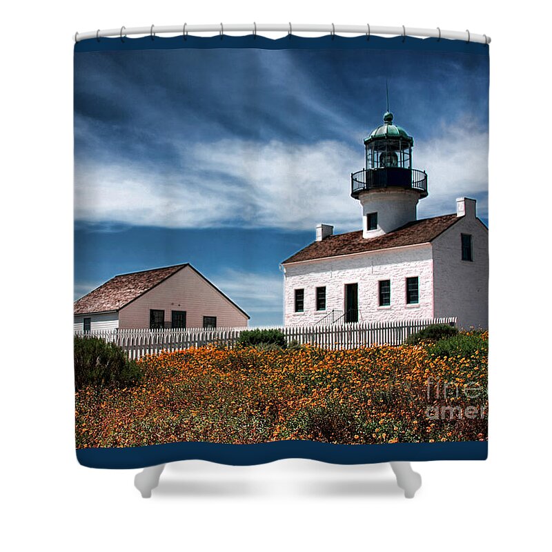 Point Loma Shower Curtain featuring the photograph The Old Point Loma Lighthouse by Diana Sainz by Diana Raquel Sainz