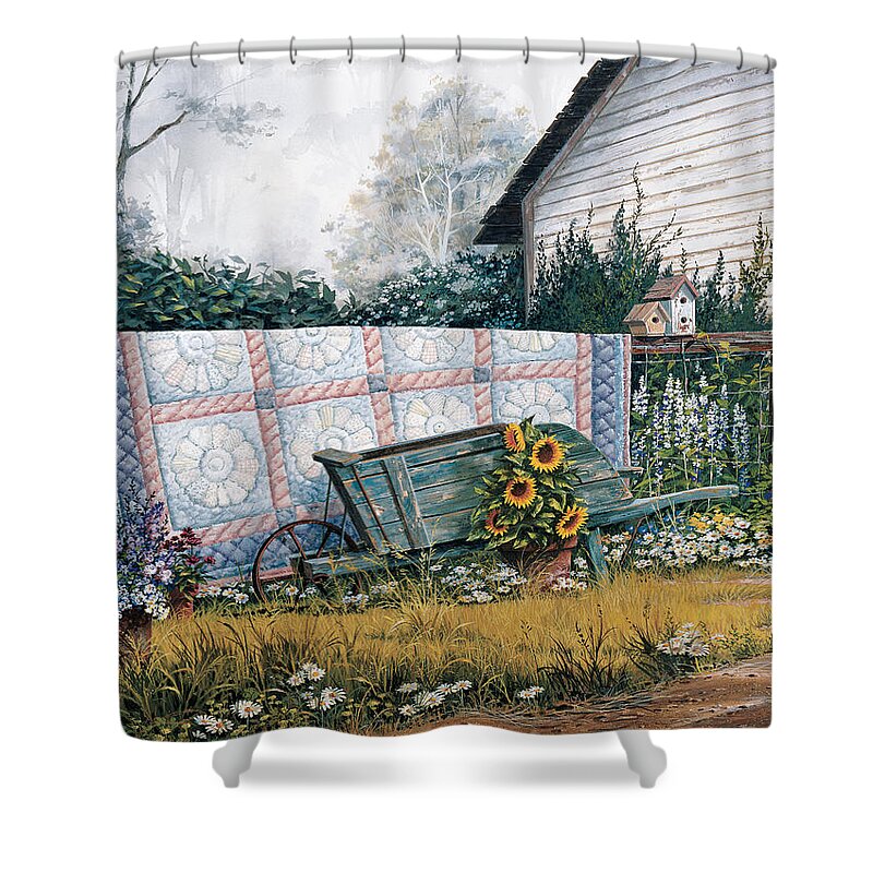 Michael Humphries Shower Curtain featuring the painting The Old Quilt by Michael Humphries