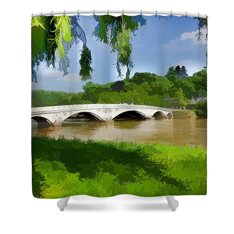 Bridge Shower Curtain featuring the photograph The Old Town Bridge Chepstow by Ron Harpham