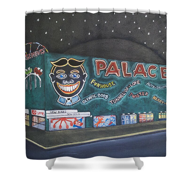Tillie Shower Curtain featuring the painting The Palace at Night by Patricia Arroyo