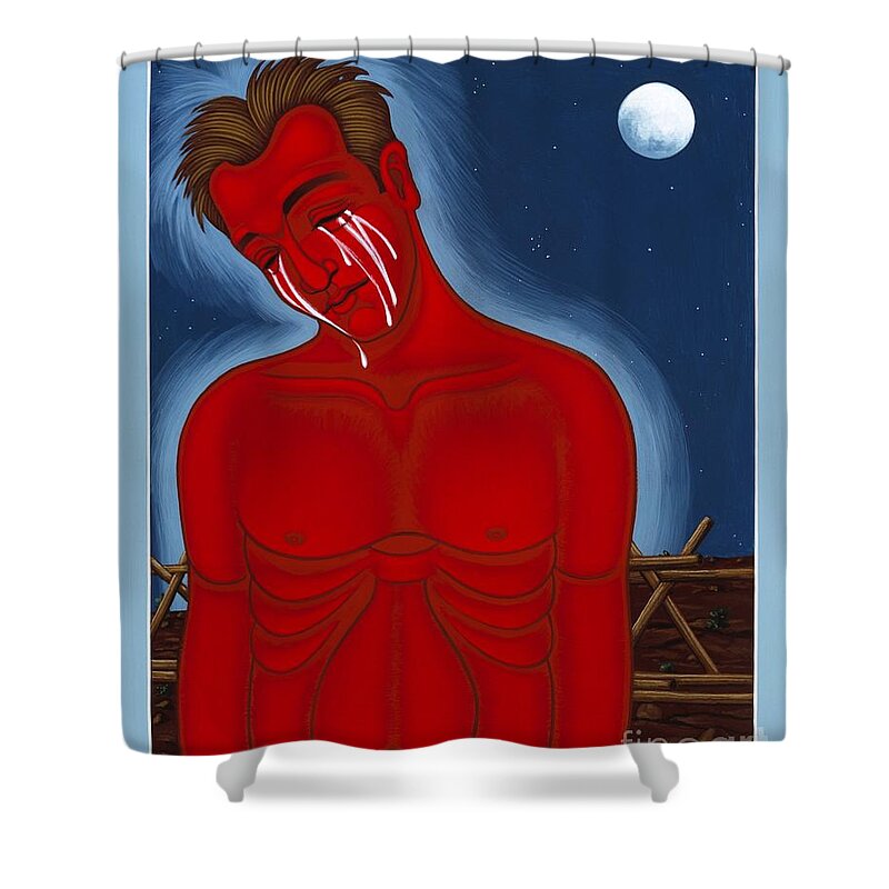 The Passion Of Matthew Shepard Shower Curtain featuring the painting The Passion of Matthew Shepard 096 by William Hart McNichols