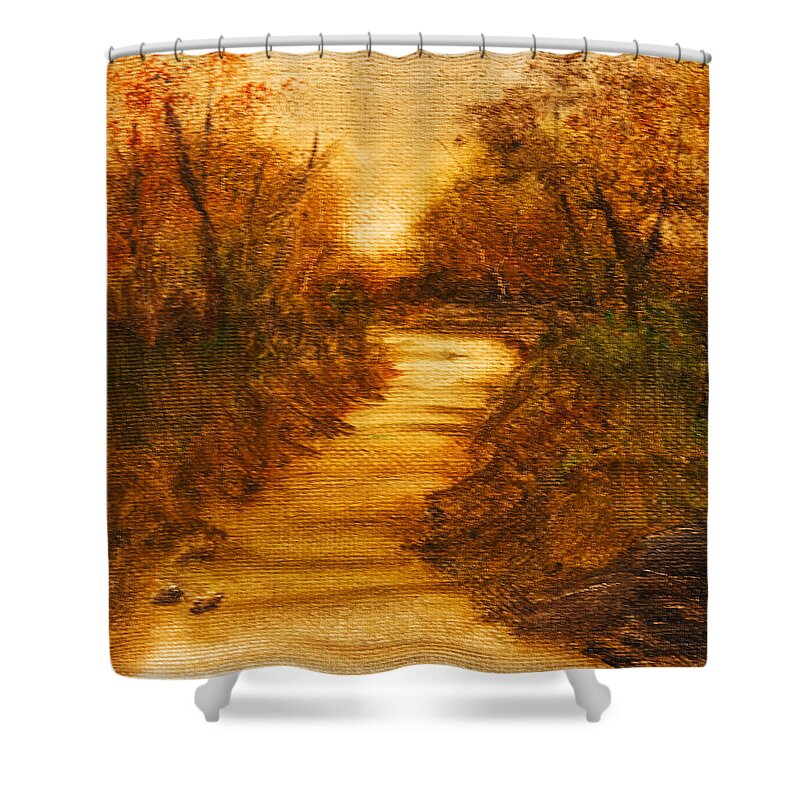 The Path Shower Curtain featuring the painting Landscape - Trees - The Path by Barry Jones