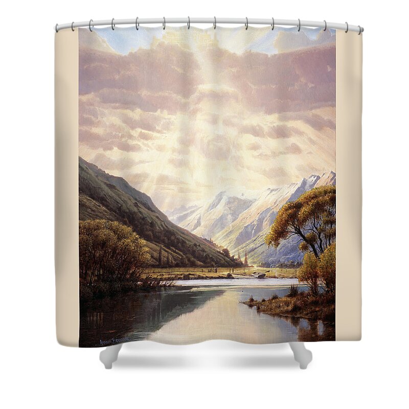 Biblical Shower Curtain featuring the painting The Path of Life by Graham Braddock