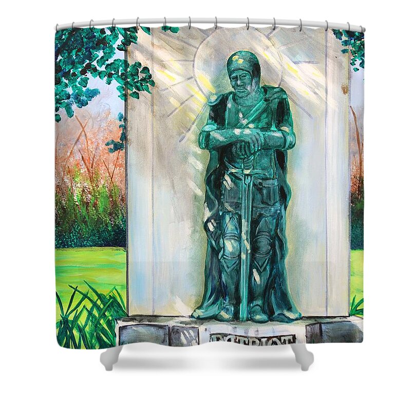 Statue Shower Curtain featuring the painting The Patriot by Karl Wagner