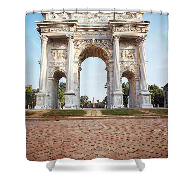 Arch Shower Curtain featuring the photograph The Peace Arch In Milan by Narvikk