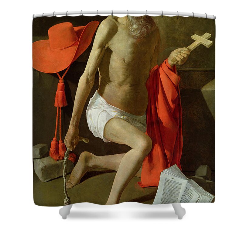 Saint Shower Curtain featuring the painting The Penitent St Jerome by Georges de la Tour