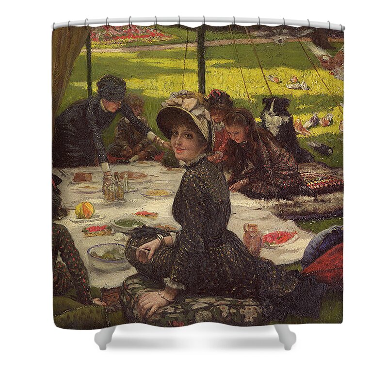 Outdoor Meals Shower Curtain featuring the photograph The Picnic Dejeuner Sur Lherbe, C.1881-2 Panel by James Jacques Joseph Tissot