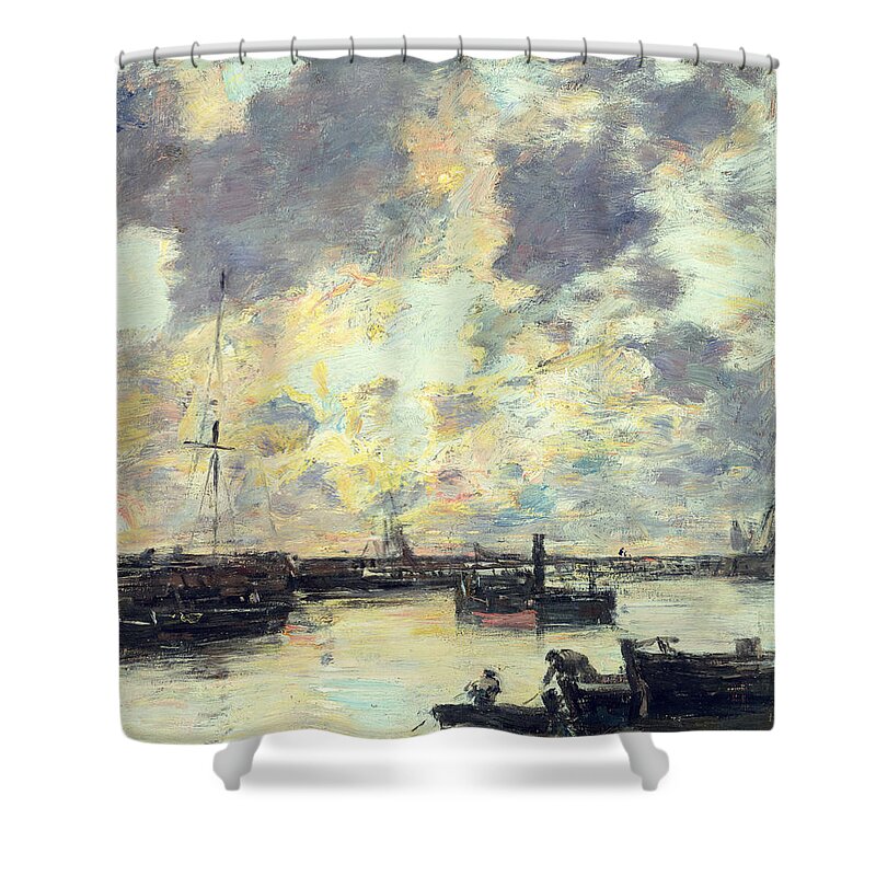 Boat Shower Curtain featuring the painting The Port by Eugene Louis Boudin