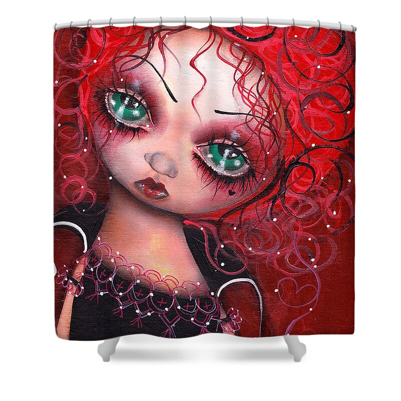 Alice In Wonderland Shower Curtain featuring the painting The Queen by Abril Andrade