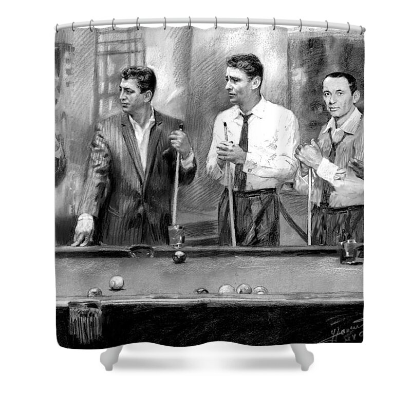 The Rat Pack Shower Curtain featuring the drawing The Rat Pack by Viola El