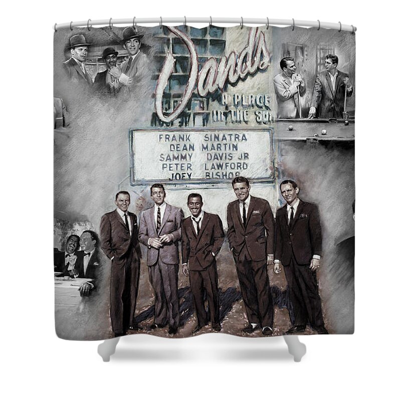 The Summit Shower Curtain featuring the mixed media The Rat Pack by Viola El
