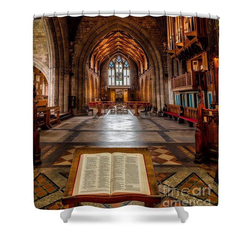 Welsh Cathedral Shower Curtain featuring the photograph The Reading Room by Adrian Evans