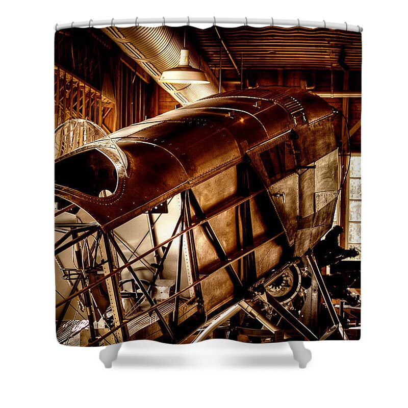 David Patterson Shower Curtain featuring the photograph The Red Barn of the Boeing Company II by David Patterson