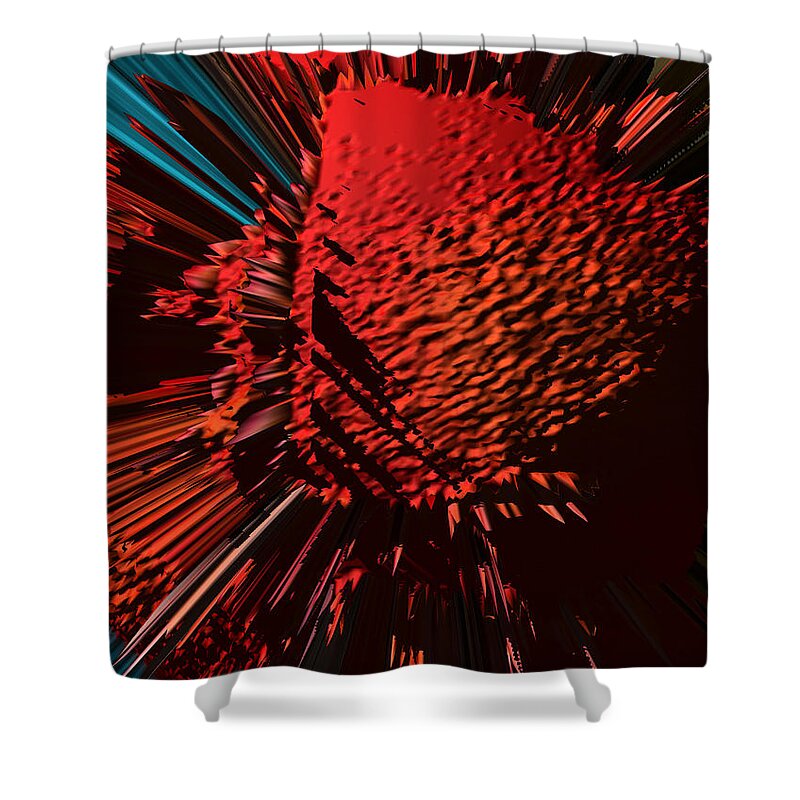 Digital Art Shower Curtain featuring the painting The red blob of courage by Robert Margetts