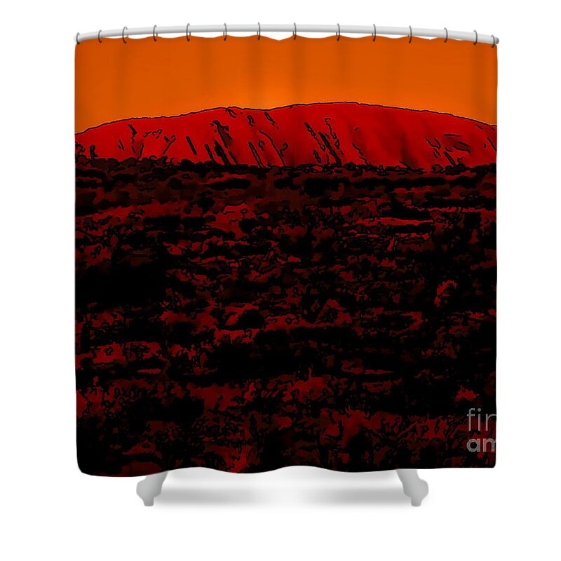 Digital Drawing Shower Curtain featuring the digital art The Red Center D by Tim Richards