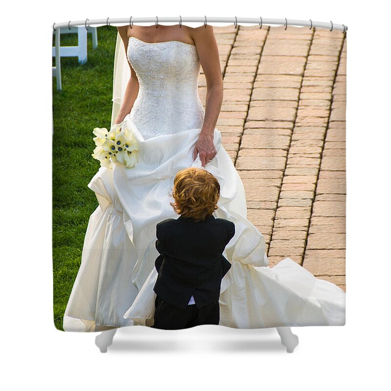 Bride; Ring Bearer Shower Curtain featuring the photograph The Ring Bearer by Georgette Grossman