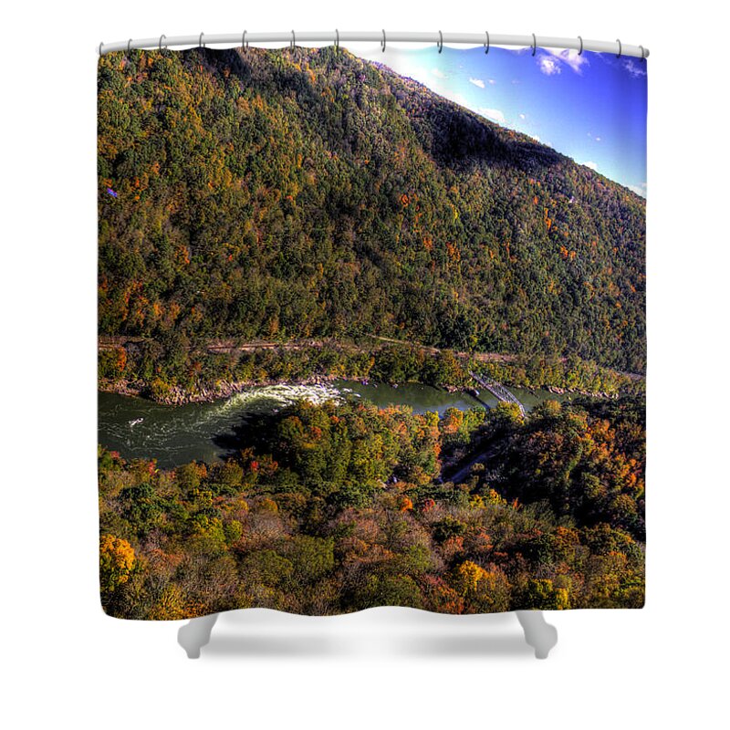 River Shower Curtain featuring the photograph The River Below by Jonny D